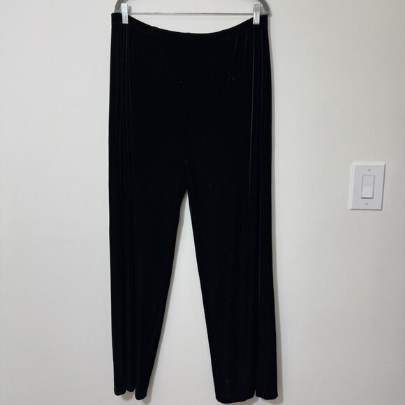 CHICOS Women’s Velvet Velour Pull-On Straight Leg Pants Size 16/XL Black Stretch - Picture 1 of 7